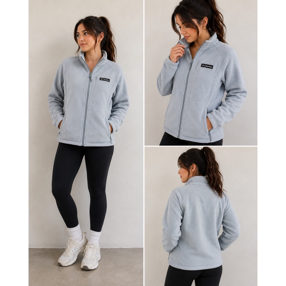 Columbia Fleece Jacket Womens L Blue Grey Benton Springs XL5611